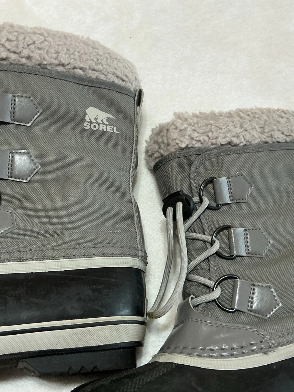 SOREL Kids Yoot Pac Nylon Waterproof Winter Snow Boots Gray Black 3
